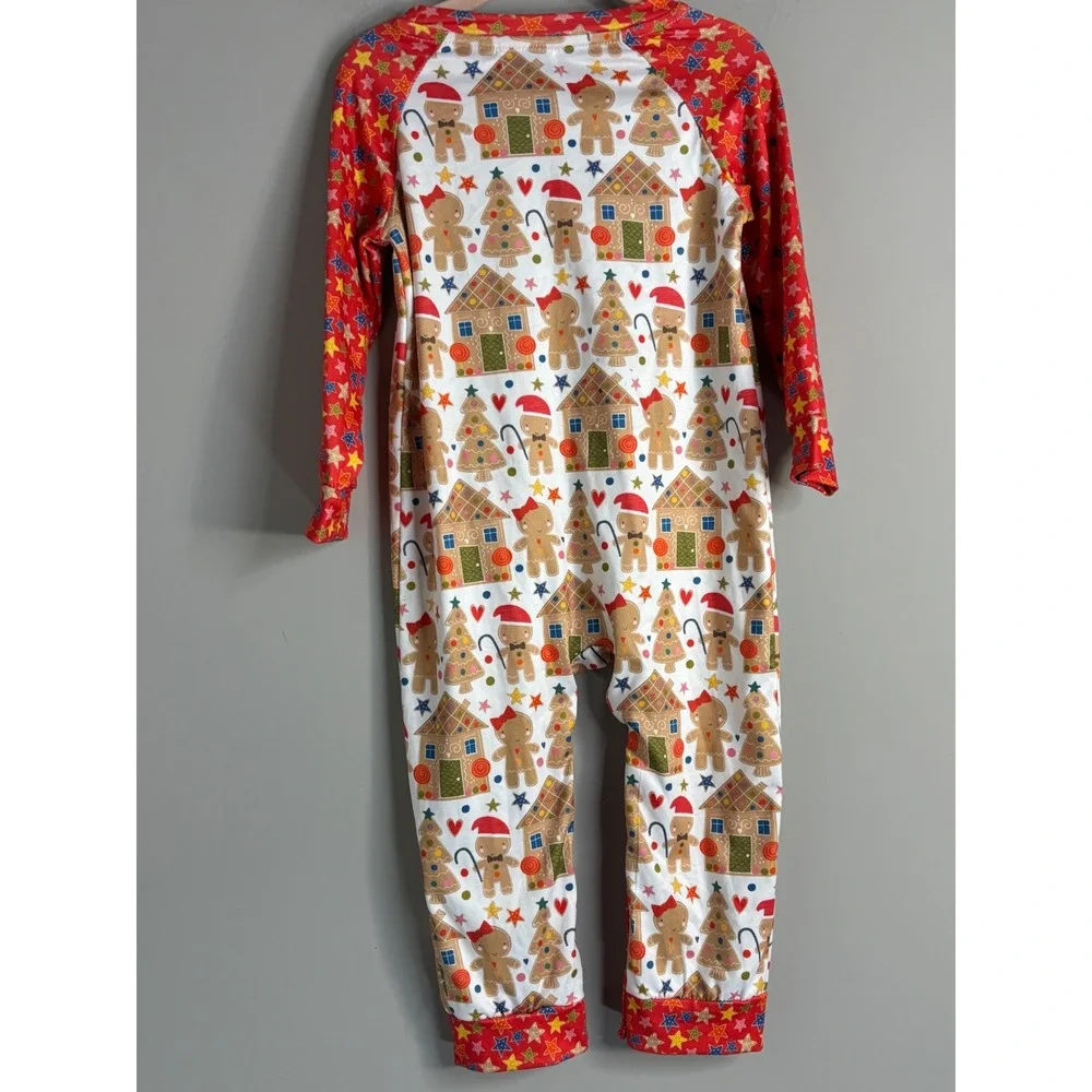 Pete & Lucy Gingerbread‎ Romper Unisex Infant 18-24 Months White Red Christmas